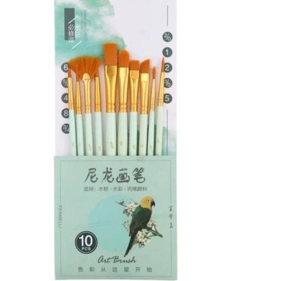 

Giorgione Brush Set G-188 | Kuas Lukis Set 10 Bird Series - Pink