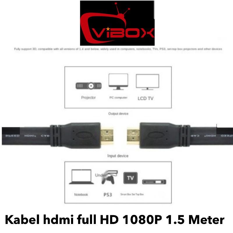 Kabel set top box HDMI to HDMI 1.5 Meter Meter | HDTV Cable tv smart box 150CM full hd 1080P material premium vibox original 4K Promo By Sen