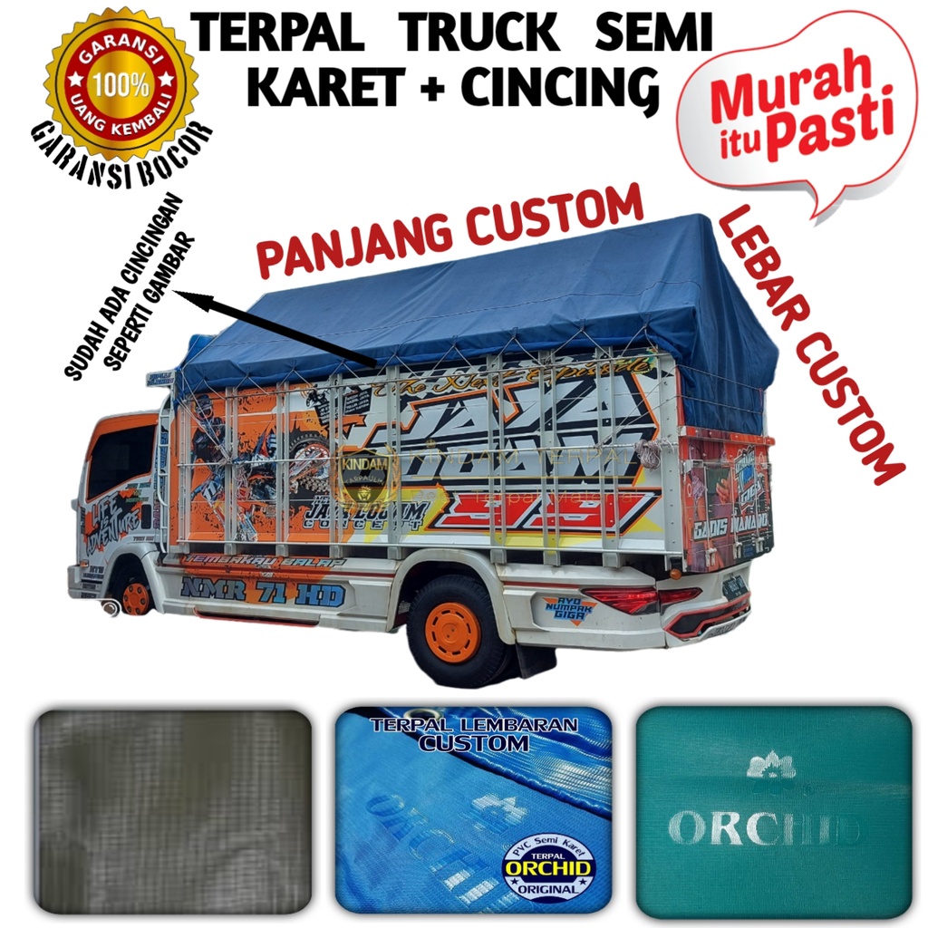 TERPAL SEMI KARET TRUCK ORCHID + CINCING / HARGA PERMETER