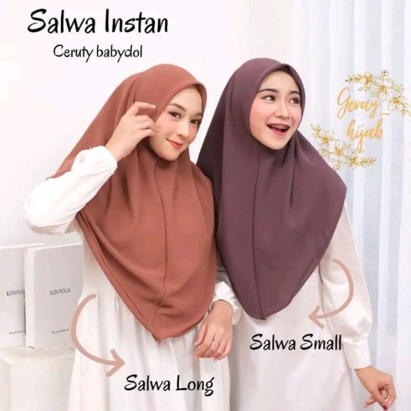 HIJAB SALWA INSTAN Premium Long & Small tegak di dahi adem