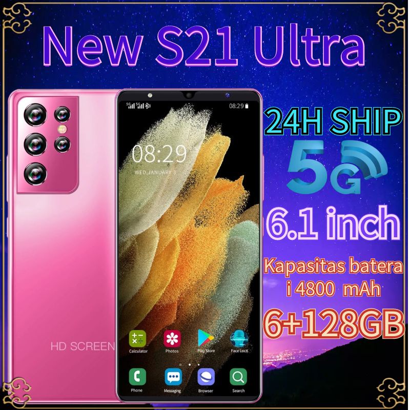 hp murah ponsel game NEW S21 Ultra RAM 6GB ROM 128GB Android 10.0 SIM Ganda Pintar dan Siaga Ganda ponsel layar penuh Kebutuhan hiburan kantor Ponsel cerdas Layar HD 6,1 inci handphone murah