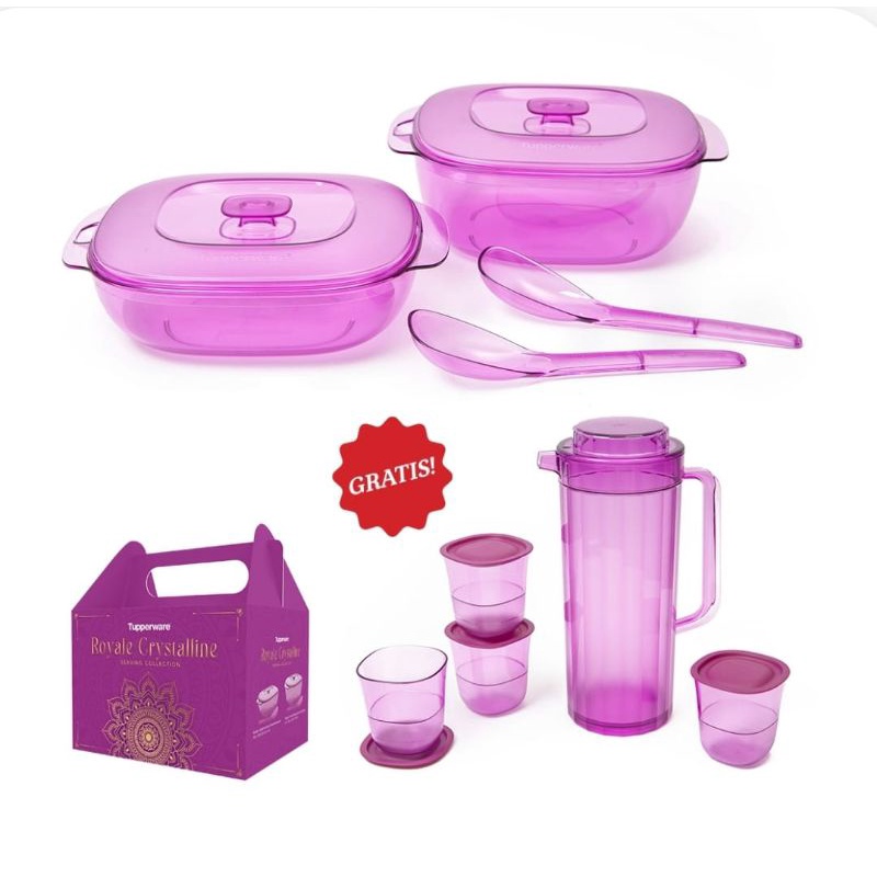 crystalline serving set Tupperware w/gift BERHADIAH