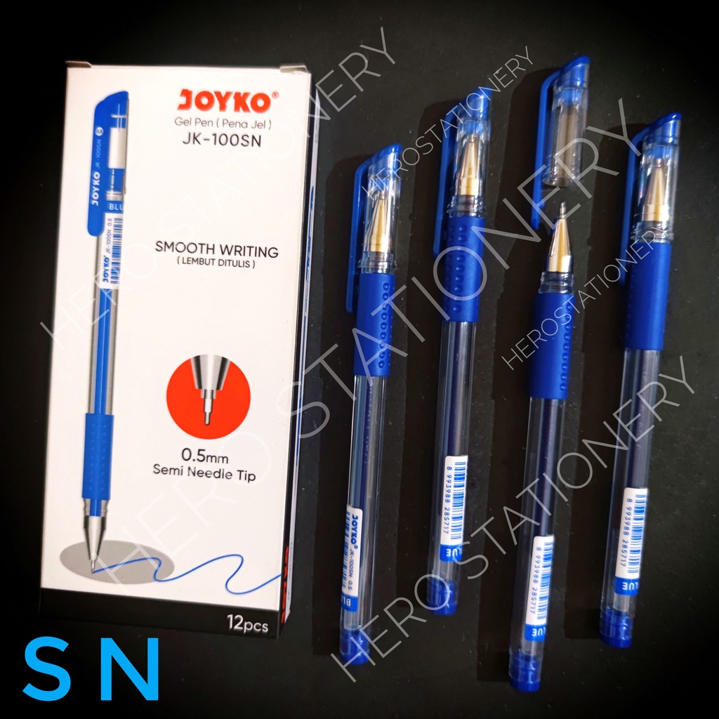 

Pen gel joyko semi needle tip tinta biru 0.5 mm JK-100SN . 12 unit