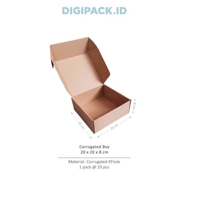

[Digipack] Brown Corrugated Box ID: 20 x 20 x 8 | Kotak | Kardus