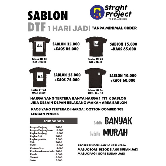 sablon dtf kaos satuan