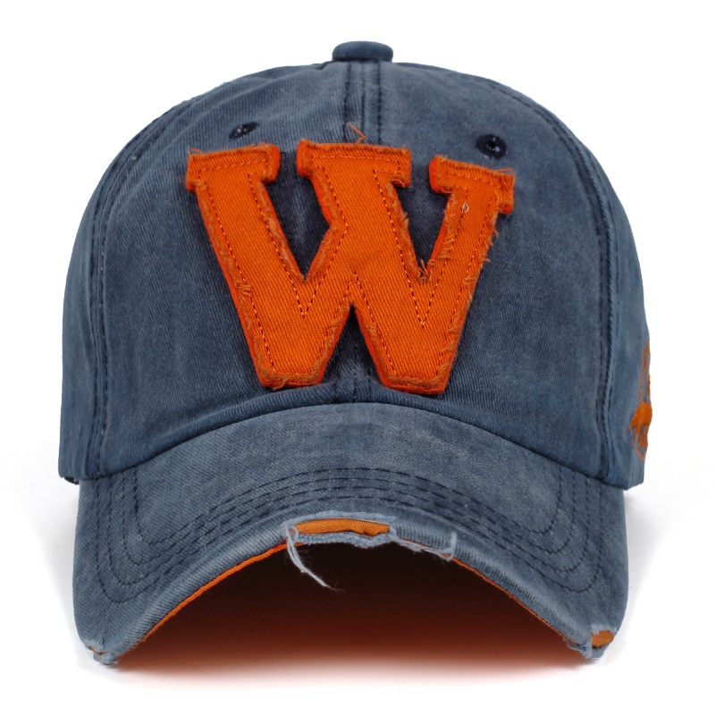 Topi baseball Bahan Katun Motif Tulisan W Gaya vintage Untuk Pria Dan Wanita