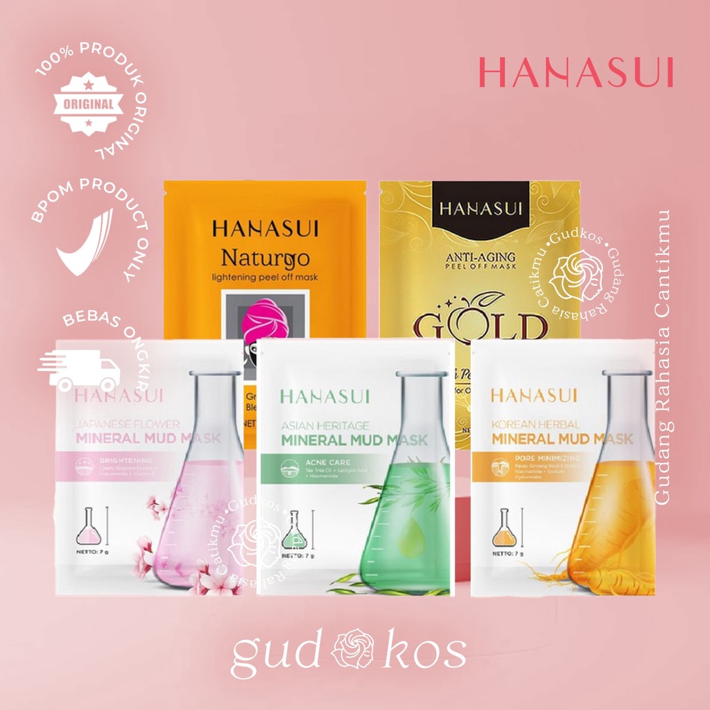 HANASUI Naturgo Peel Off Masker Hitam Komedo | Gold Anti Aging | Mineral Mud Mask BPOM