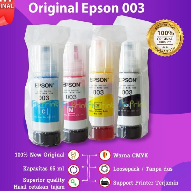 Tinta Refill Epson 003 Ink Printer L1110 L3210 L3110 L3210 L5190 L5290 - TINTA ORIGINAL, Hitam