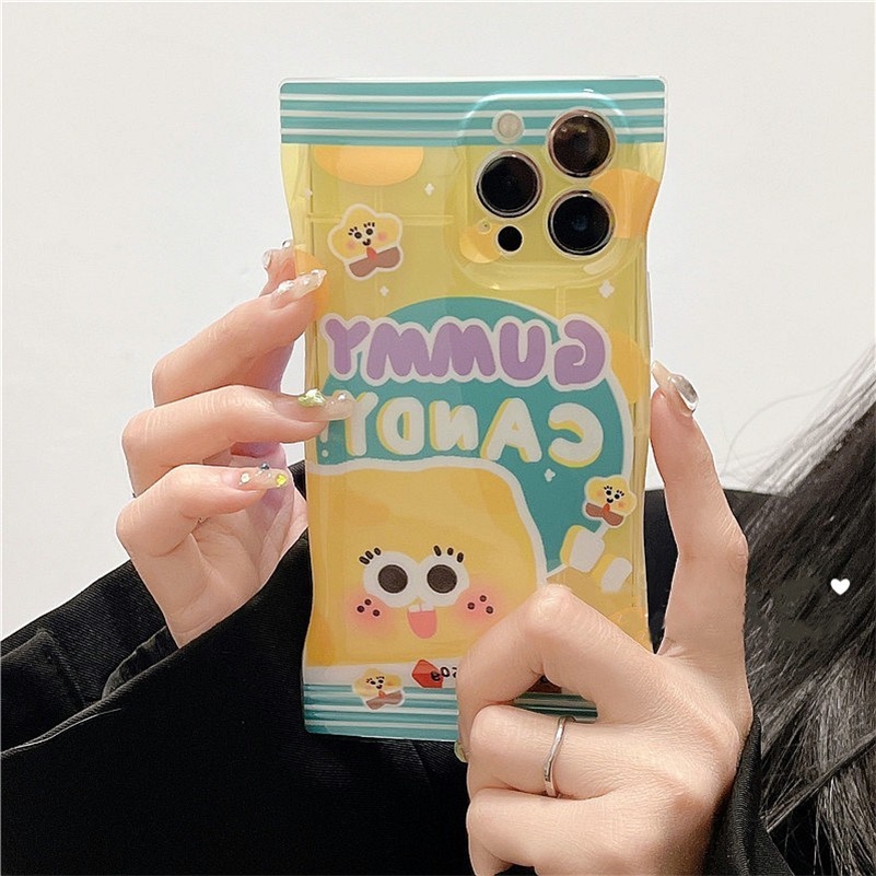 Soft Case Silikon Motif Kartun Warna Permen Untuk iPhone 14 13 12 11 Pro Max X Xr Xs Max 8 7 6 6s Plus SE