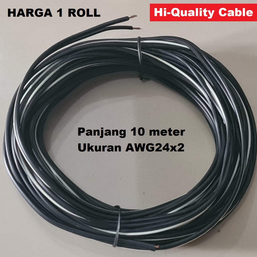 Kabel Listrik Serabut Tembaga Roll Panjang 10m 2x24 AWG-24 AC/DC LED