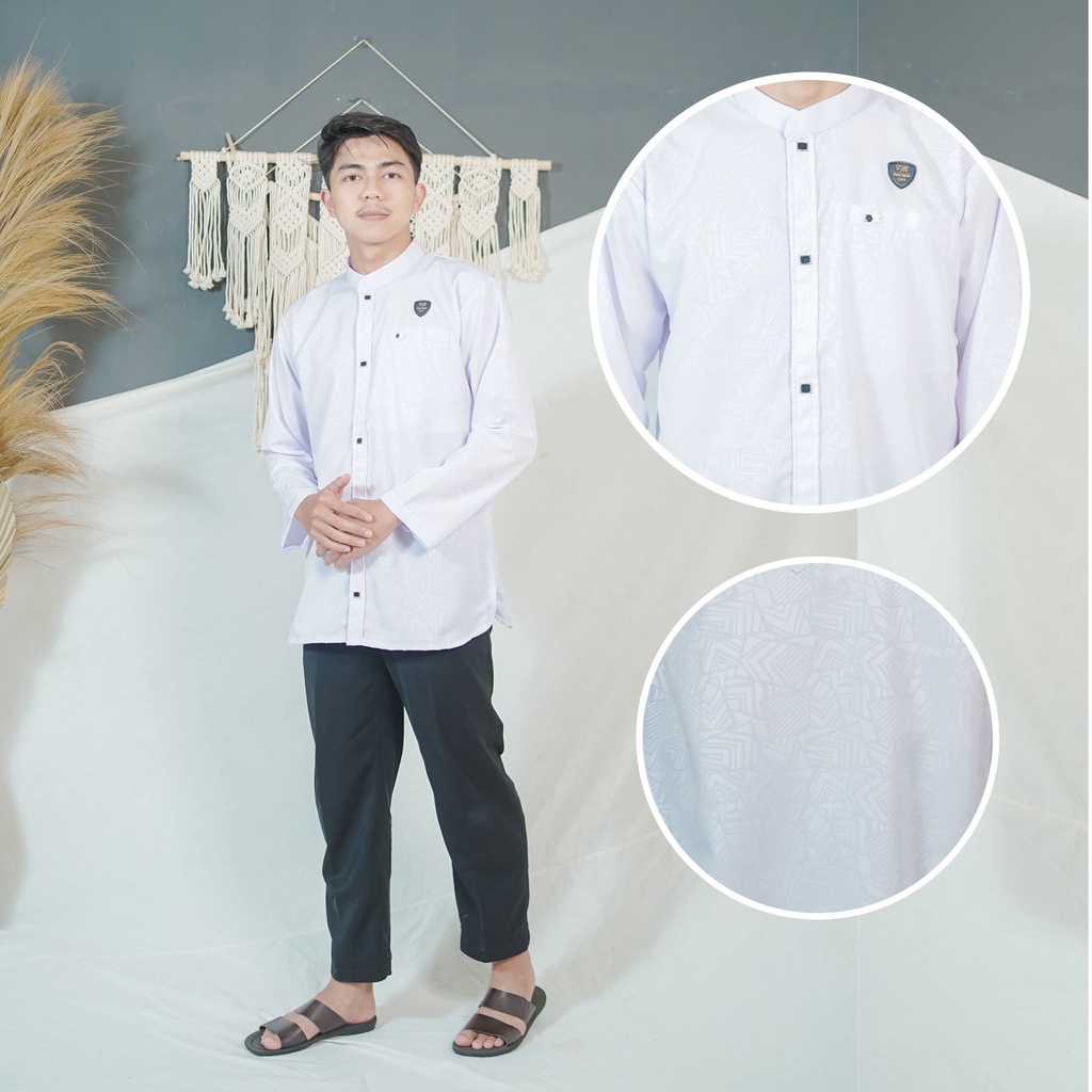 El-fajar / koko embos model lengan panjang motif terbaru pria dewasa baju koko embos katun
