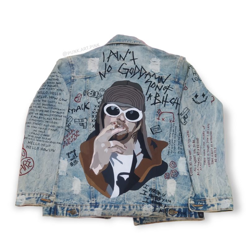 Jaket jeans denim levis lukis painting custom oversize