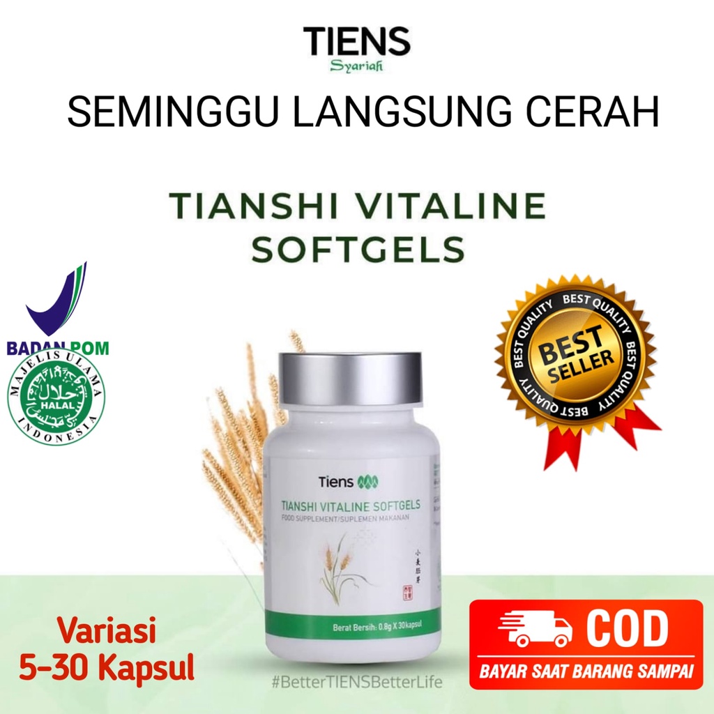 Vitaline Softgels Tiens, Obat pemutih badan permanen bpom kapsul suplemen vitamin pil dan halal ori 