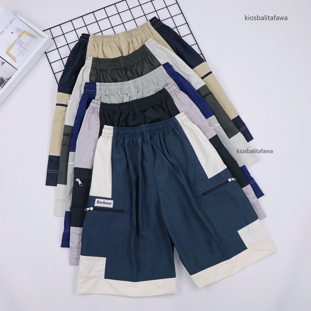 Celana Kantong Resleting Pria Fit to XL / Santai Olahraga Boxer Adem Cargo Pendek Polos Jumbo Hawai