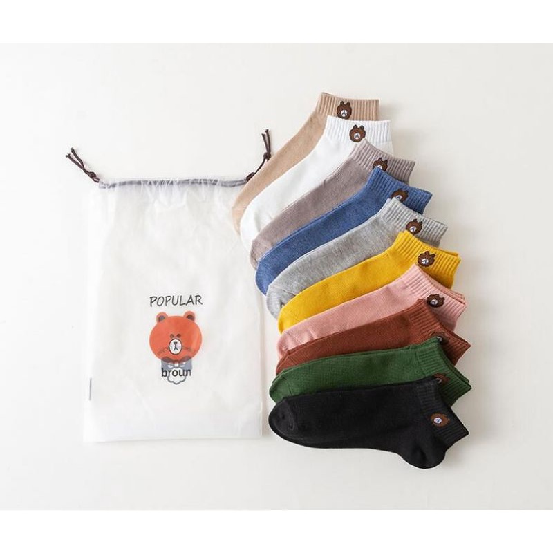 Kaos Kaki Motif Bear free Pouch Import High Quality