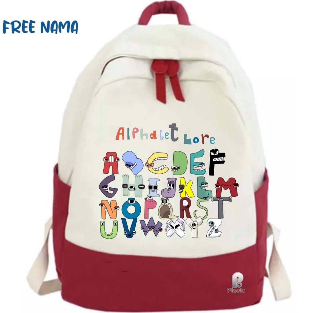 TAS RANSEL BACKPACK ANAK SEKOLAH MOTIF ALPHABET LORE Unisex