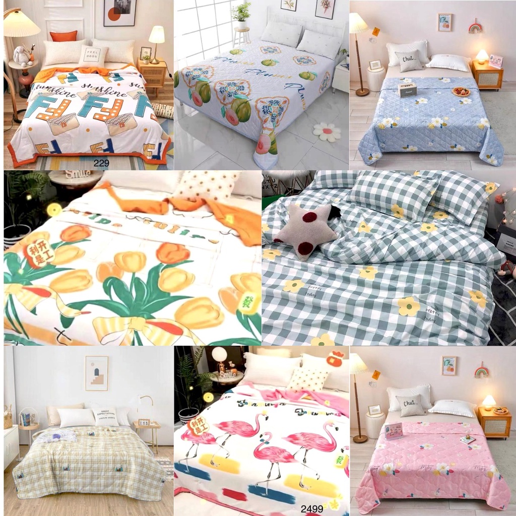 Selimut Bedcover 2 Motif Aesthetic &amp; Bed Cover Katun  Uk Kingsize 180x200cm Korean Design New Arrival