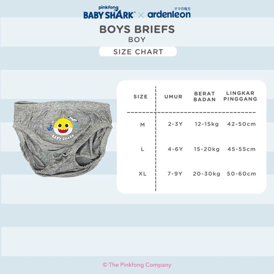 Ardenleon Pinkfong Baby Shark Boys Briefs Celana Dalam / Pakaian Dalam Anak