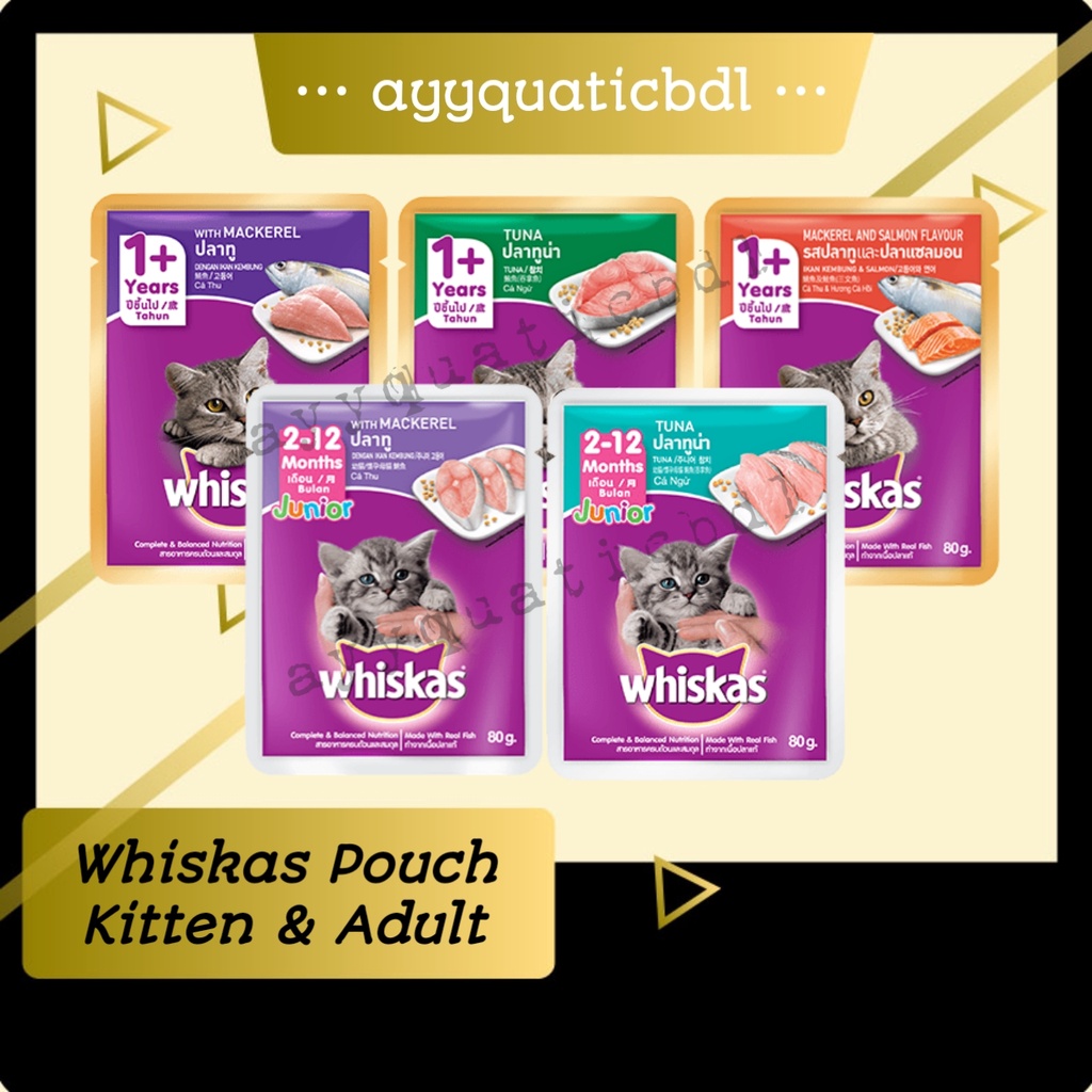 Whiskas Pouch 80gr - Makanan Basah Kitten usia 2 bulan keatas