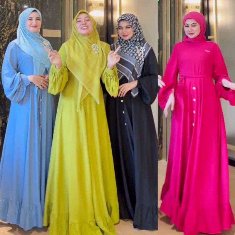 gamis kancing bawah linen shellasaukia