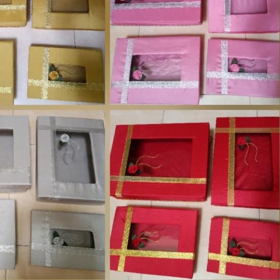 

Kotak Seserahan model Kotak mute emas, ada tutup bening