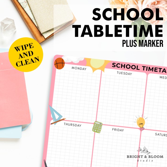 

Agenda Jadwal Pelajaran Sekolah School Tabletime Wipe And Clean