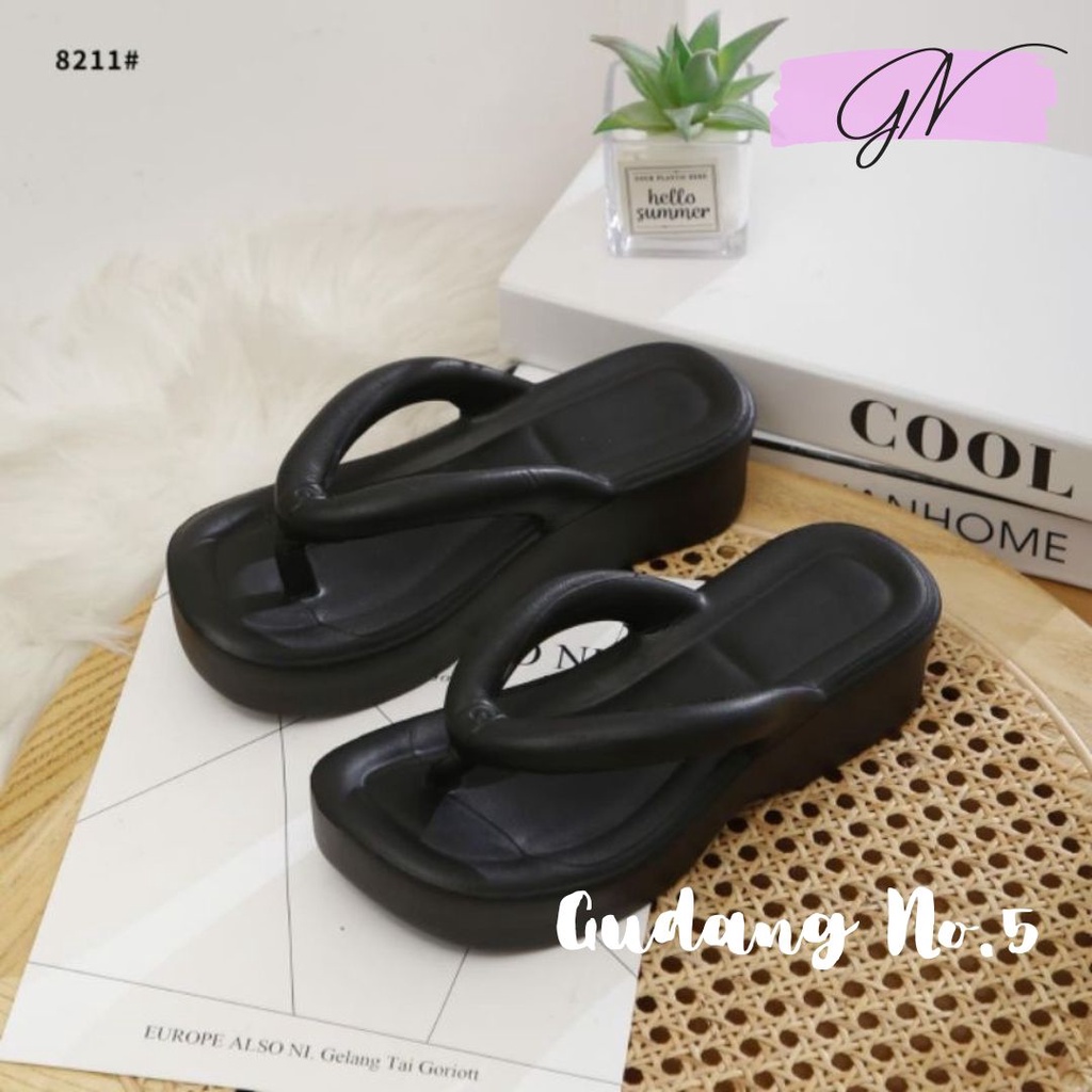 GN-8211 Sandal Jepit Jelly Anti Slip Sandal Wanita Korean Style Import Balance Rubber