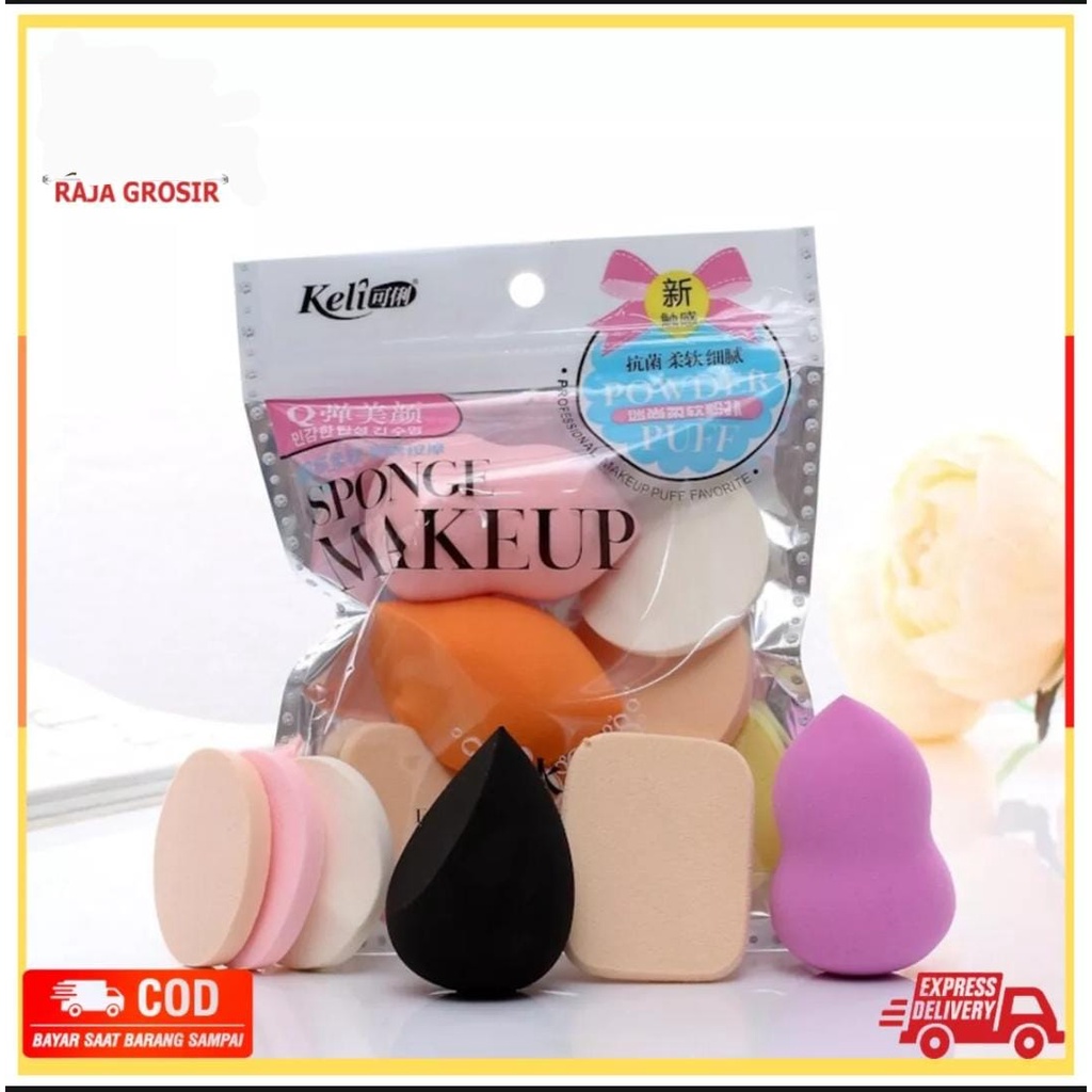 Spon Make Up Varian Lengkap 6 in 1 / Spon Murah 1 Set isi 6 Pcs / Sponge Makeup / Alas Bedak / Alat Make Up / Spon MakeUp