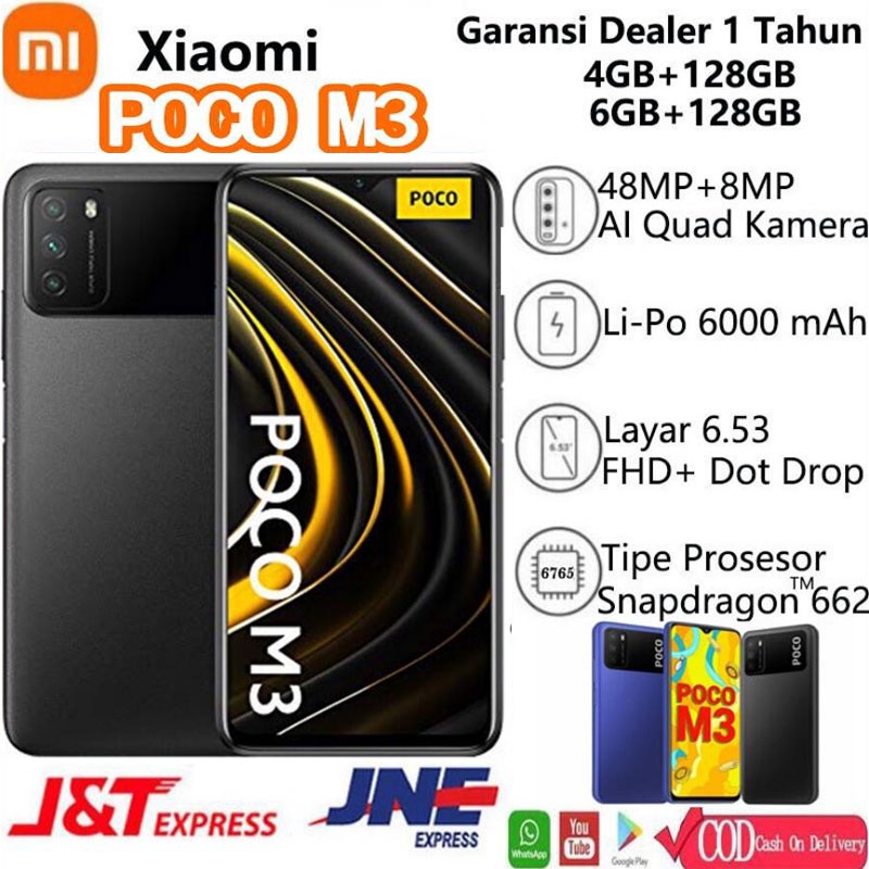 Jual Baru Xiaomi Poco M3 Ram 4128gb 653 6000mah 4g Garansi 1 Tahun Shopee Indonesia 1307