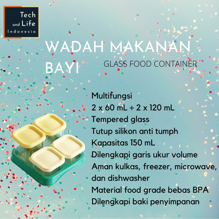 Tempat Makanan Kaca MPASI Snack Bayi Baby Glass Food Container