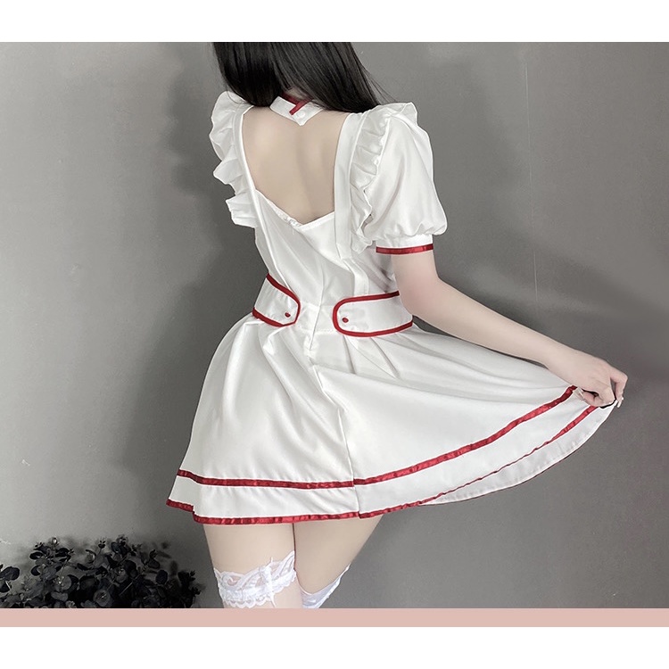 Lingerie Sexy Seragam Cosplay Pembantu, Seragam Cosplay Perawat Dress Ukuran besar A567