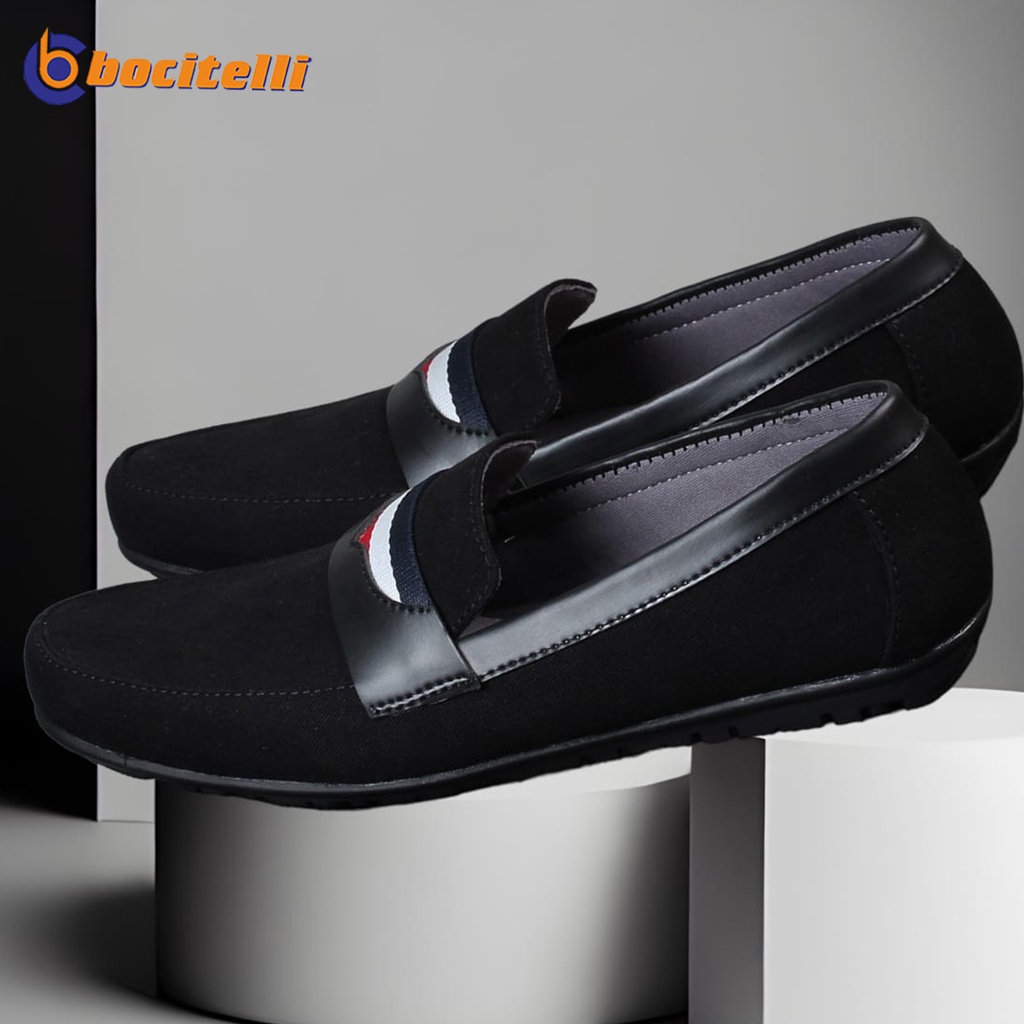 BOCITELLI Casual Shoes (2 Option Color Black &amp; Blue) Sepatu Kasual Pria Santai Kerja Kuliah Murah Berkualitas