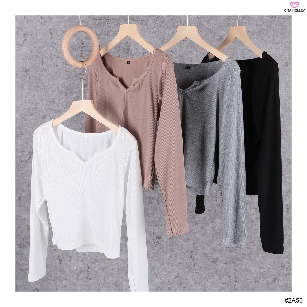 (COD) OH Fashion Blouse Korean Scop Neck Rib #2A56