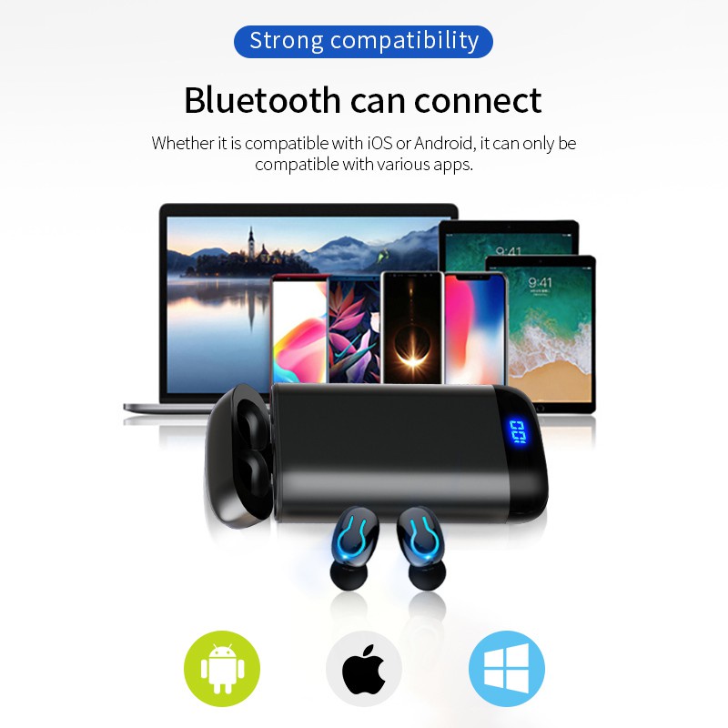 389 HBQ-Q66 Wireless Bluetooth Headphone HD Stereo 6000mAh Charging Case