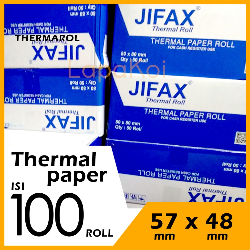 

JIFAX Kertas Thermal Paper Roll 57x48 mm DUS isi 100 bh