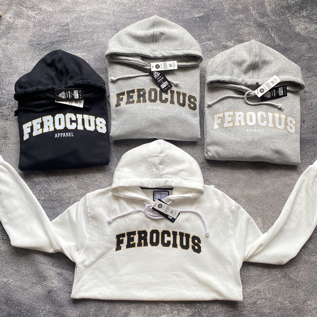 Jaket Sweater Hoodie FEROCIOUS - Grey Misty [FREE STICKER]