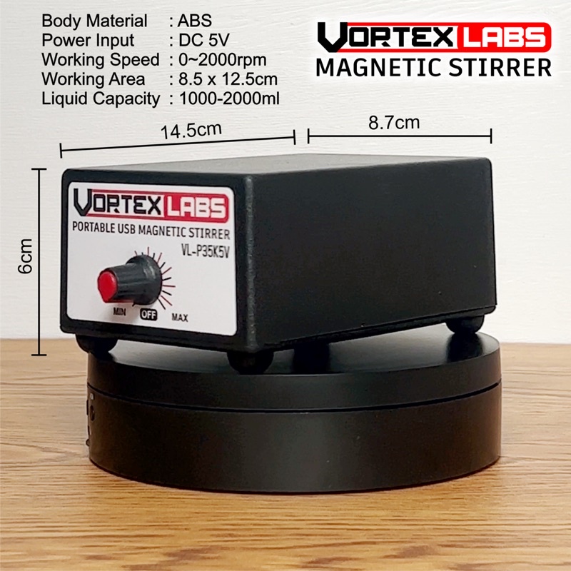 VORTEXLAB Magnetic Stirrer Portable Magnetic Mixer Vortex Mixer pengaduk Cairan Lab - Essential Oil