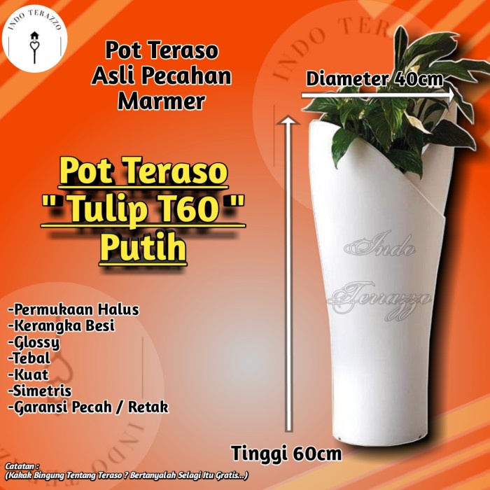 POT TERASO UNIK TIPE TULIP - POT UNIK TERASO MARMER - POT TANAMAN INDO TERRAZZO
