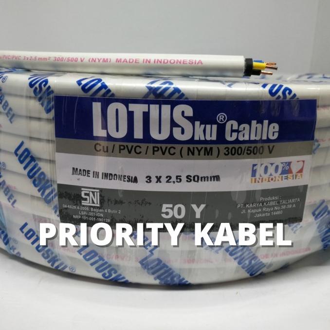 Kabel Listrik Kawat LOTUSku NYM 3x2,5 3x2.5 50 Yard (50Y)