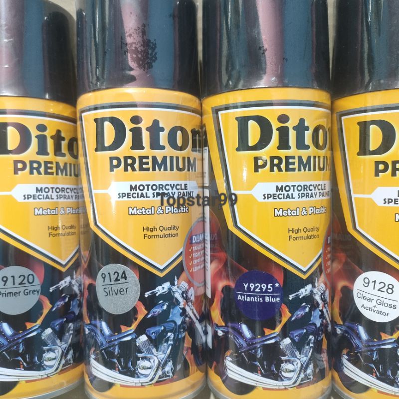 Pilok Cat Diton Premium Paket Komplit 4 Kaleng Atlantis Blue Biru Ungu 9295 Primer Grey 9120 Silver 9124 Clear Gloss 9128 400cc Pilox Paketan Cat Semprot Special Spray Paint