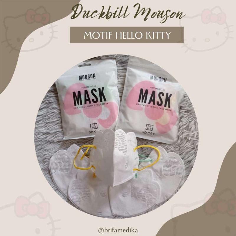Masker Duckbill Mouson/Motif Hello Kitty/Earloop/Isi 10pcs