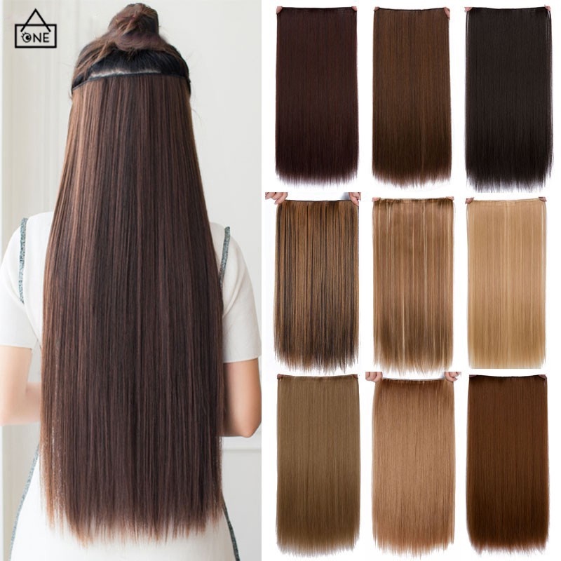 COD❤️Wig Rambut Wanita Ikat Hair Extension Hairclip Korea lima klip rambut lurus panjang potongan wig serat kimia potongan