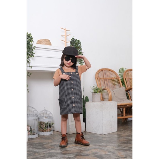 GIRL OVERALL TARTAN - Promo 10.10 Setelan Anak Jumper Bayi Kids Rok Dress Cewek Perempuan Katun Murah 1-4 Thn