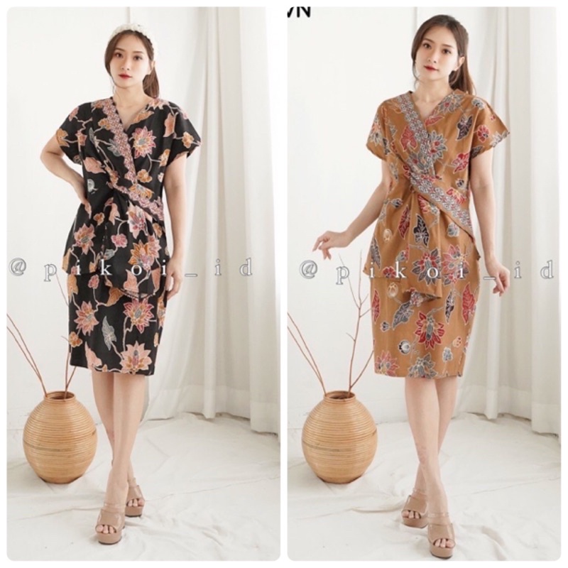 Setelan batik wanita modern / set batik atasan rok wanita /one set seragam batik kantor wanita /3020