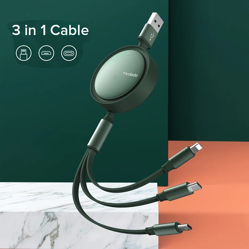 Mcdodo 3 in 1 Kabel Data / Charger Micro USB / Type C Fast Charging Untuk iPhone