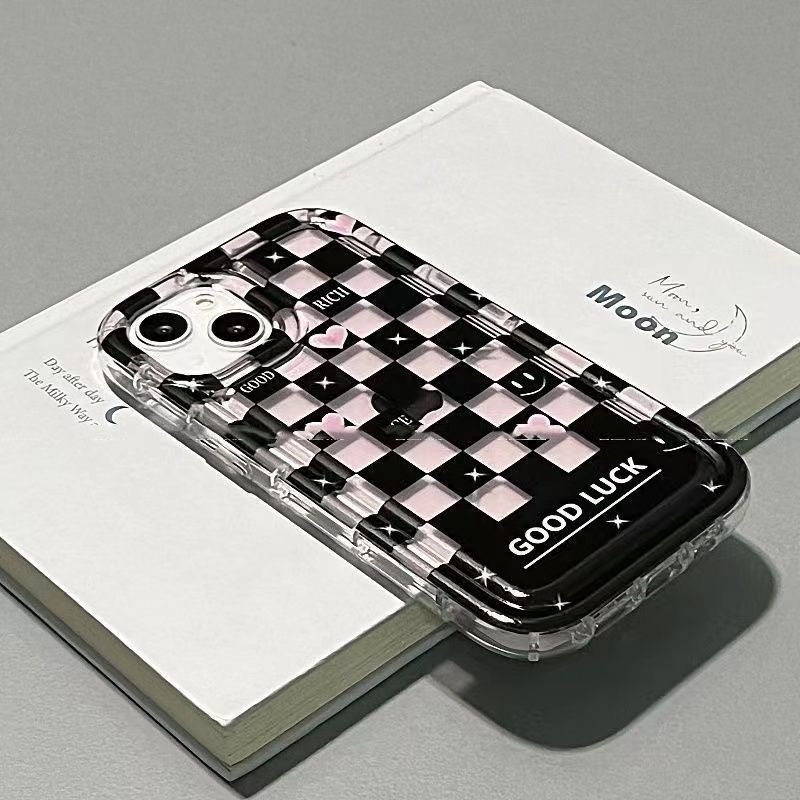 Casing IPhone 12 13 11 Pro Max X Xs Max Xr Motif Hati Tersenyum Warna Hitam Pink Ggttyt