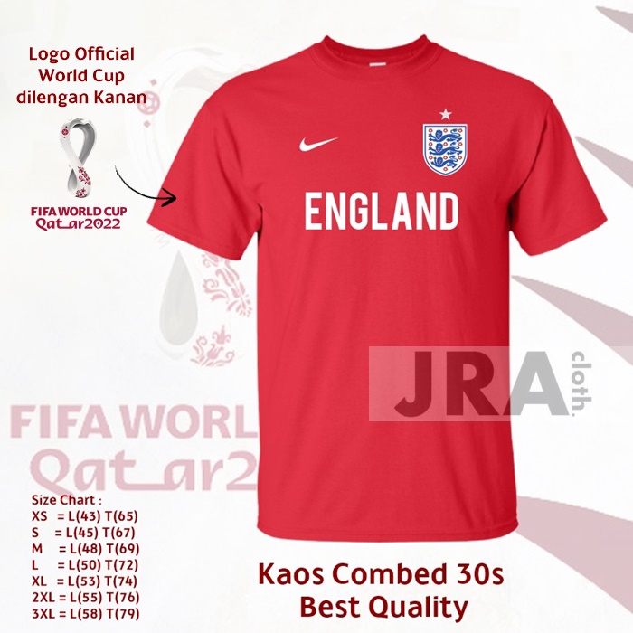 KAOS BAJU PIALA DUNIA WORLD CUP 2022 ENGLAND AWAY COMBED 30s