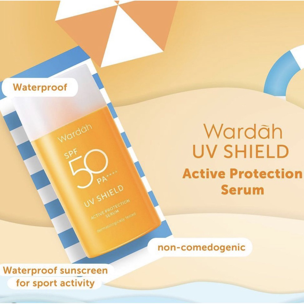 Wardah UV Shield Active Protection Serum SPF 50 PA ++++ 35 ml - Sunscreen 0% Alkohol, Waterproof