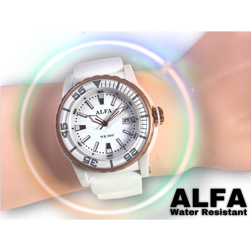 Alfa Jam Tangan 660007 Tanggal Sport Series Rantai Pasir Stainless Steel/Karet Original Garansi