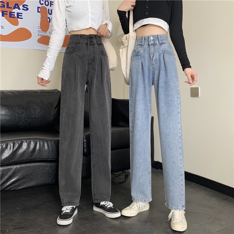 Boyfriend Jeans Wanita Korean Highwaist Loose Celana Jeans Wanita New Hot Sale 【THE GOOD SISTERS】